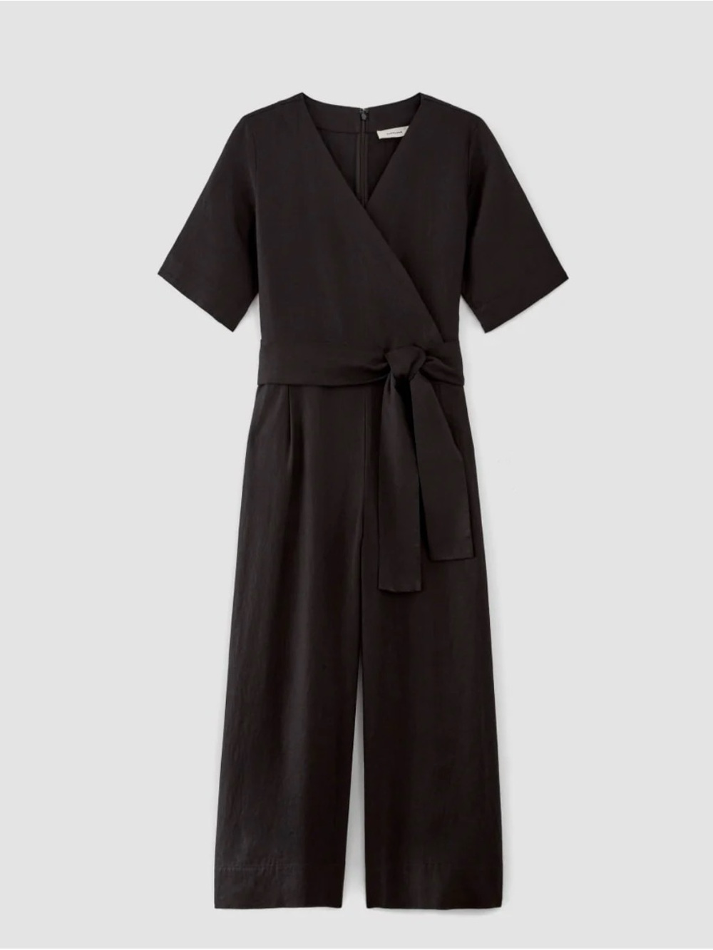 Everlane Black Linen Wrap Jumpsuit